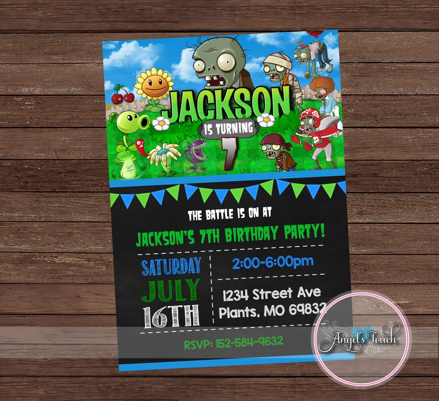 Plants vs Zombies Invitation Plants vs Zombies Birthday Party Etsy