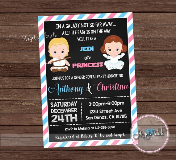 Gender Reveal Invitation Star Wars Gender Reveal Party Etsy
