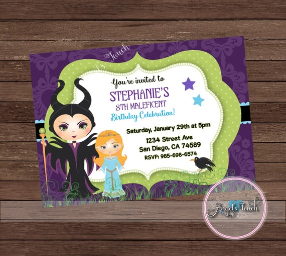 Maleficent Party Invitation Maleficent Birthday Invitation Etsy