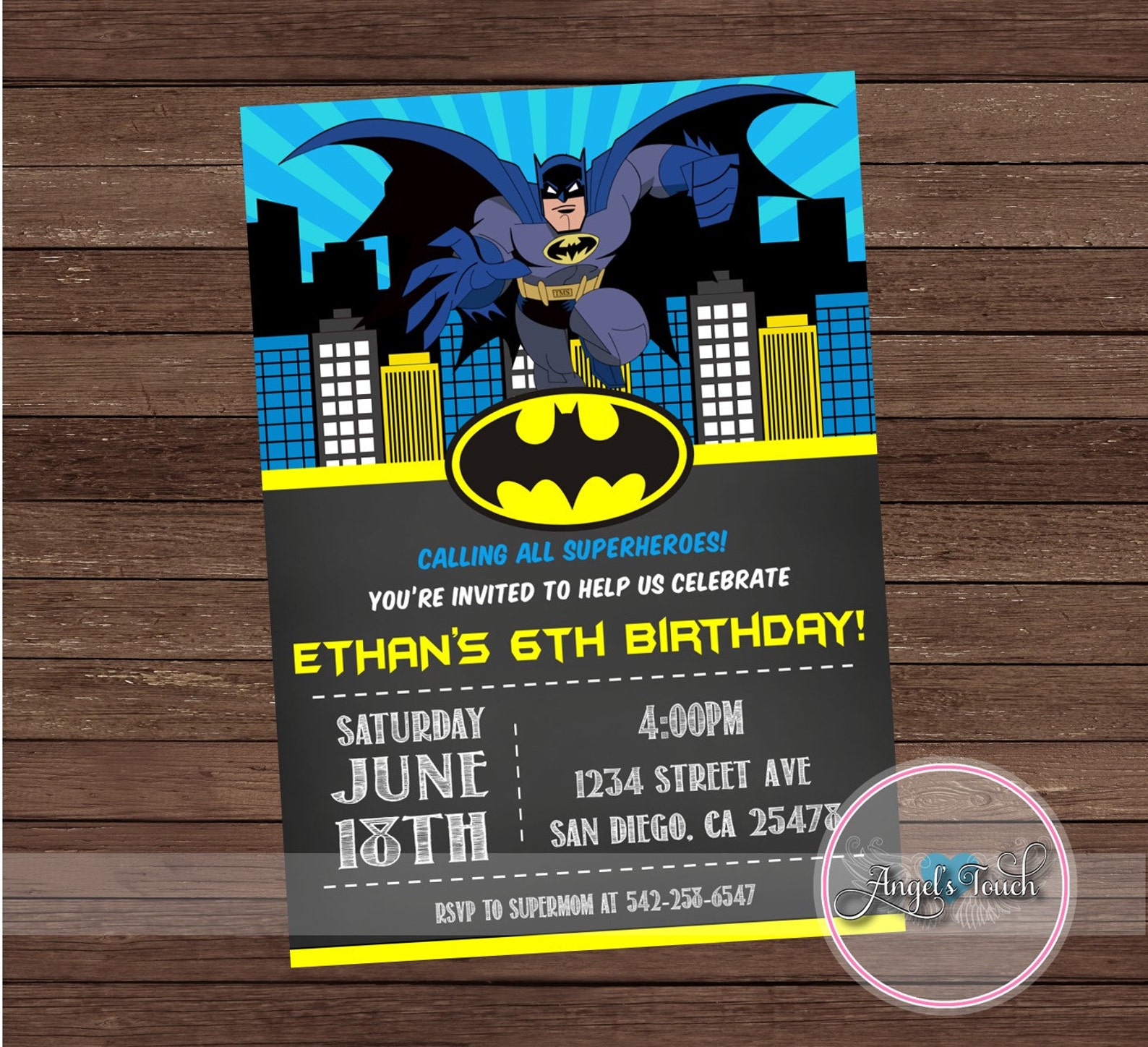 Batman Party Invitation Batman Birthday Invitation Batman Etsy