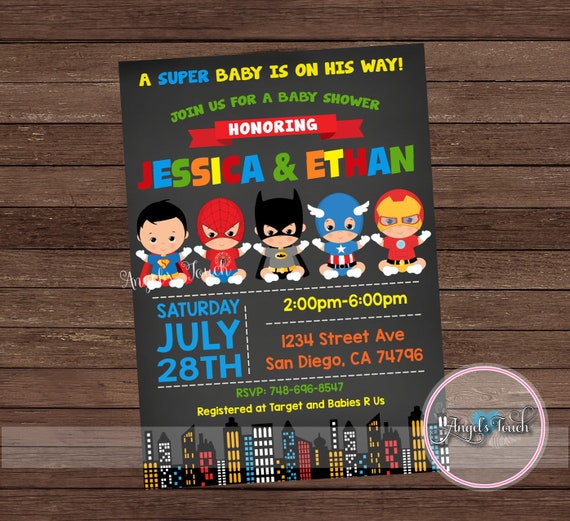 Superhero Baby Shower Invitation Superhero Baby Shower Etsy