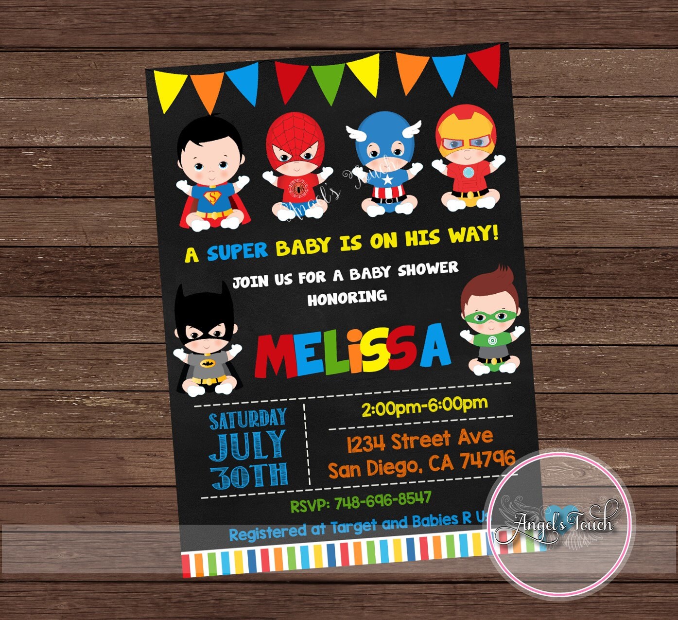 Super Hero Baby Shower Invitation Superheroes Baby Shower Etsy
