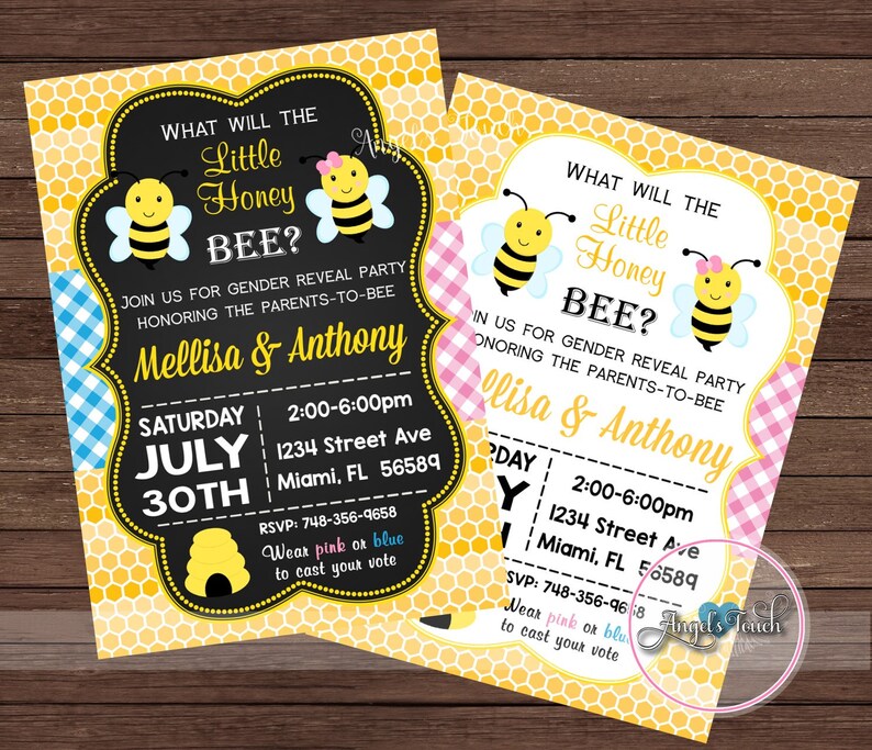 Bumble Bee Gender Reveal Party Invitation Bees Baby Gender Etsy