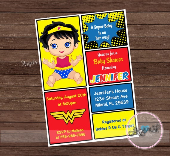 Wonder Woman Baby Shower Invitation Wonder Woman Baby Etsy