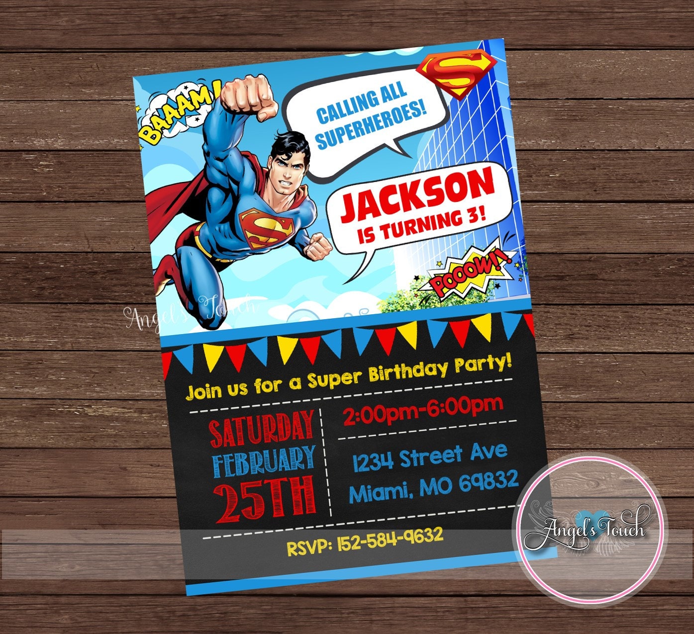 Superman Party Invitation Superhero Superman Invitation | Etsy