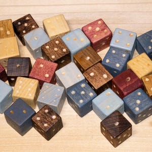 Rustic Wooden Dice (6 different colors!)