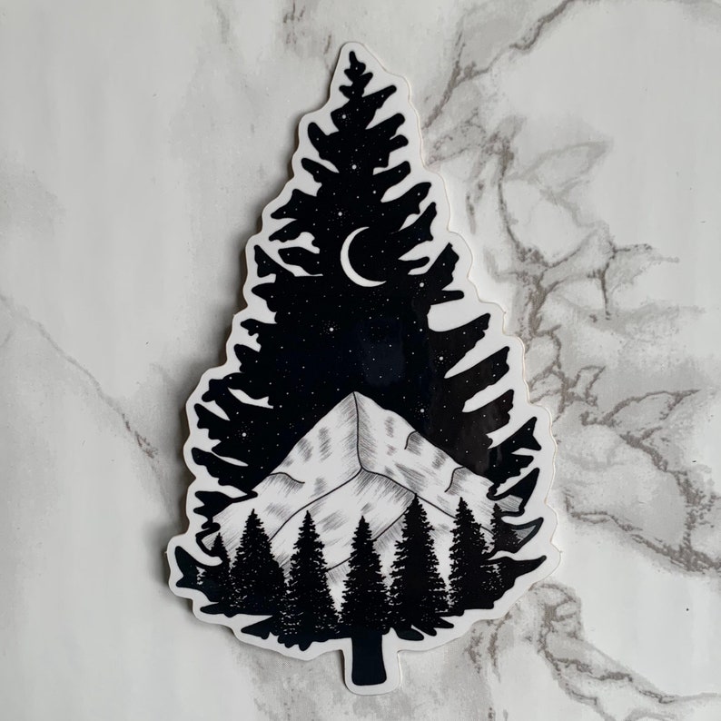 Little Hiker Bird, Willow Glen - Vinyl Sticker - Evergreen Trees