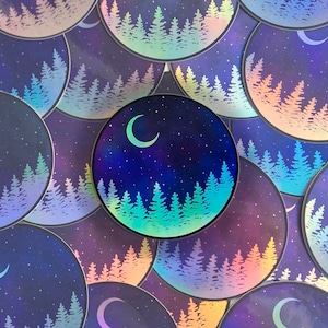 Holographic Nature Sticker, Holographic Vinyl Sticker, Holographic Galaxy Sticker, Galaxy Sticker