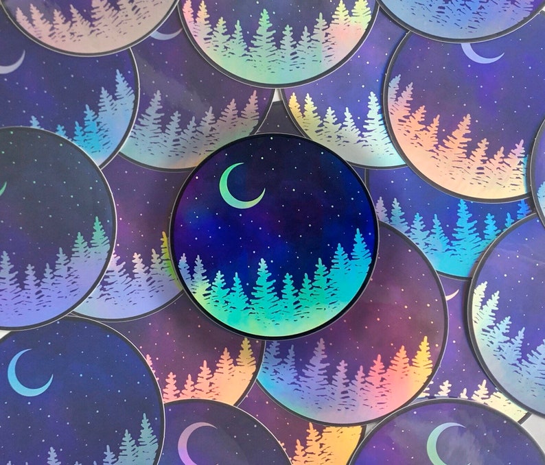 Holographic Nature Sticker, Holographic Vinyl Sticker, Holographic Galaxy Sticker, Galaxy Sticker 