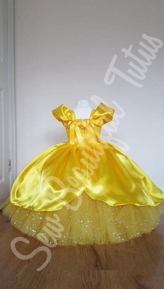Belle inspired Sparkle Tulle Ball Gown Girl with organza overlay age 1-11yrs