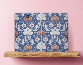 Vintage Blue Lotus case for Galaxy Tab S9 FE S10 Ultra Botanical Samsung S8 Plus S7 S6 Lite Floral Printed Tablet Folio cover A9 A8 12 inch