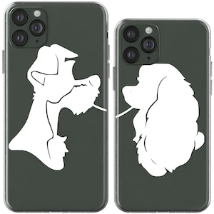 Lady and Tramp silhouette iPhone case 11 Pro iPhone X couple case Xs Max phone case iPhone 13 case clear 12 SE 8 plus Cover For Couples Xr 7