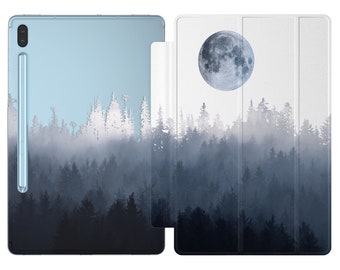 Foggy forest case for Samsung S8 Ultra Moon Watercolor A7 Galaxy S5 10.5 12 inch tablet case S7 Plus cover S6 lite S2 A 10.1 A8 aesthetic S3