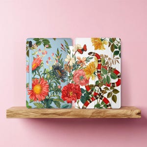 Serpent corail adapté à la Galaxy tab A 7 10.4 fleurs botaniques Coque Samsung A8 Tab S7 Plus Fashion 10.1, étui pour tablette femme S8 Ultra S6 Lite S2 S5e fe