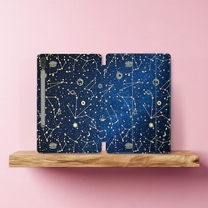 Costellazioni dorate per Samsung Tab S6 Lite, custodia con stampa Whimsy per Galaxy Tab S9 FE, custodia Boho celeste per tablet A7, S7, S10 plus, s8 ultra, A9, A8 da 11".