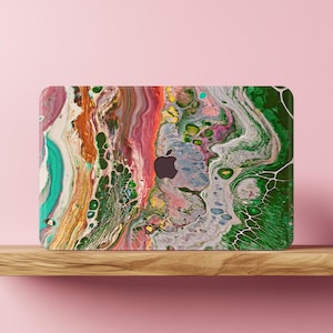 Kleurrijke stenen MacBook Pro-hoesje 16' 14 inch M4 M3 M2 M1 abstract marmer thema Air 15 13" 2023 2025 schilderij Mac Book harde kaft stijlvol chic
