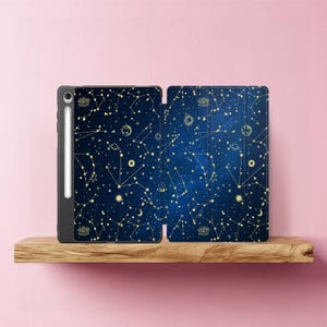 Gold constellations for Samsung tab S10 lite Whimsy print Galaxy Tab S9 FE plus case Boho celestial tablet cover A7 S7 S11 s8 ultra A9 A8 11