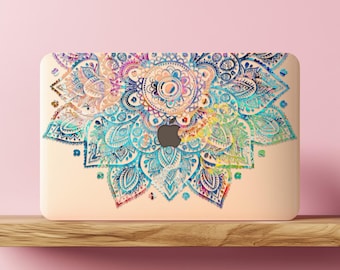 Colorful Mandala MacBook Pro Case 16 14 inch M3 M2 M1 Rainbow Air 15 13 12 11&quot; 2024 2020 2015 Unique Mac Book Hard Cover Clear Watercolor