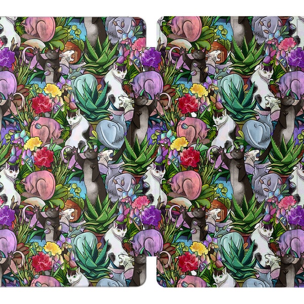 Cats with plants Tablet Case 11 inch potted succulents fits Samsung Tab A8 Galaxy Tab S7 fe funny S5e S8 Ultra Galaxy A7 S2 9.7 Cover stand