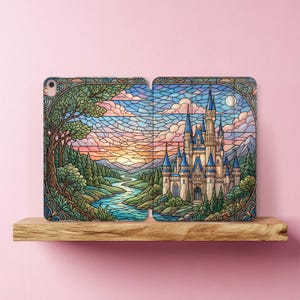 Fairy Tale Castle iPad Hülle Pro 13 12.9 Zoll Princess Tablet Folio Air 11 5 4 Stained Glass Pattern Cover Mini 7 6 10.2 10.9" A16 9th gen M5