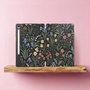 Dark Wildflower Cover voor Galaxy Tab S9 FE S10 S11 Ultra delicate bloemen Samsung S8 Plus S7 S6 Lite Artsy Meadow tablet flip case A9 A11 8"