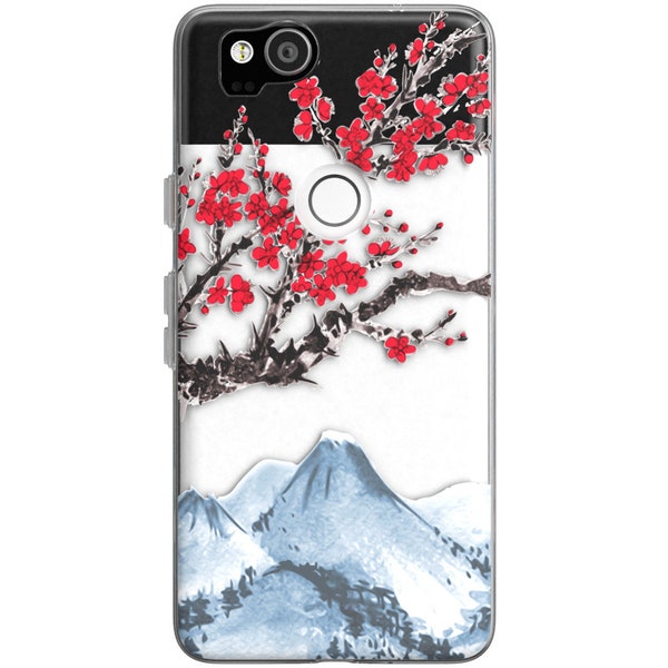 Sakura blossoms Pixel 4a Phone case Blue mountain Lg V30 Plus Velvet Google Pixel 3a XL Clear Case K22 G8 Cover V50 ThinQ 5G Stylo 5 6 pro 7