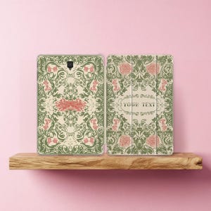Custom Text Ornate case for Galaxy Tab S9 FE S10 Ultra Victorian Book Samsung S8 Plus S7 S6 Lite Sage Green design Folio cover A9 A8 A7 13in