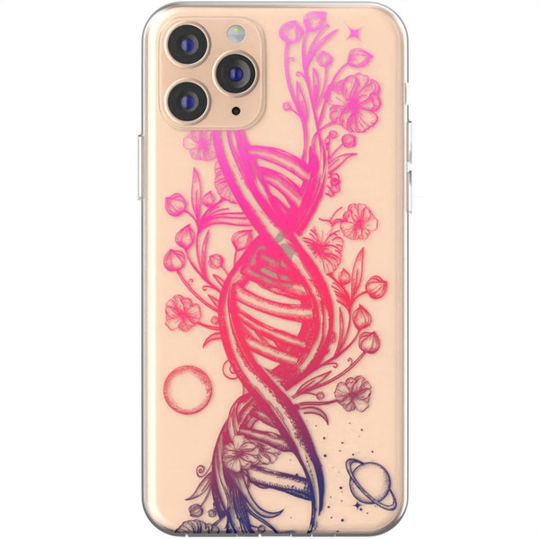 DNA iPhone case Science iPhone case Double Helix iPhone Xs case clear iPhone 11 Pro cover iPhone 13 case purple iPhones 7 plus 12 SE X phone