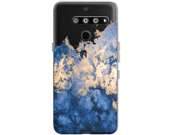 Watercolor Abstract Google Pixel 4 case Blue and Gold Lg W10 Cover tpu LG K11 Plus Case V35 ThinQ Pixel 3 XL Velvet 5 6 LG G7 ThinQ 4a V60 2