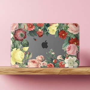 Botaniczne Kwiaty MacBook Pro Etui 16 14 cali M3 M2 M1 Róża Peonia Air 15 13 12 11&quot; 2024 2021 2017 Estetyczna Mac Book Twarda Okładka Przezroczysta Kobiety