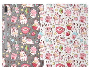 Strawberry milk for Galaxy Tab S6 10.5 Pretty cow Samsung tab S7 case 11 inch tablet case A 8.0 korean Kawaii tab A7 cover S5e stand Pink s8