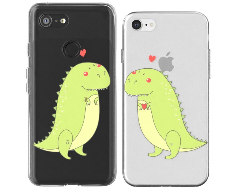 Dinosaurs in love phone Xs clear cover Cute couple cases tpu iphone X case iphone 8 plus iphone 12 case Apple SE silicone iphone 11 Pro Max