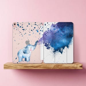 Blue Elephant iPad Air smart cover Watercolor art iPad Mini 6 cover Apple iPad 9.7 2018 iPad 2021 case 10.2 2022 10.9 10.5 Pro 2020 10th gen