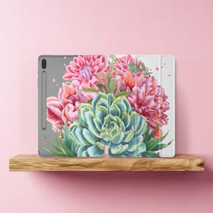 Succulents blossom fits Galaxy Tab A 10.5 blooming flowers Samsung tab S7 fe girly tablet case S5e S8 Ultra S6 stand A8 A7 2022 10.1 12 new