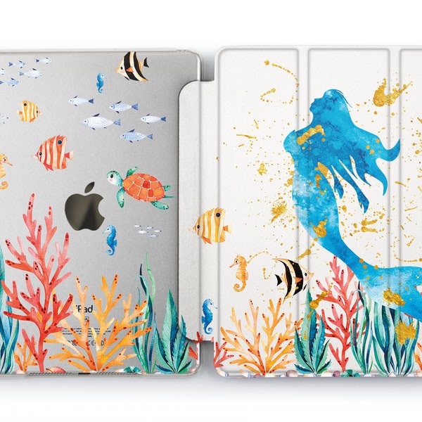 Cute Mermaid iPad cover 12.9 2021 Fish iPad case 10.2 Ocean iPad Mini 5 iPad case 10.5 Pro 2022 10.9 case 9.7 iPad case iPad 2 Air 2020 6 4