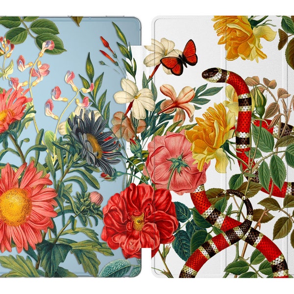 Coral snake fits Galaxy tab A 7 10.4 botanical flowers Samsung A8 cover Tab S7 Plus Fashion 10.1 tablet case lady S8 Ultra S6 Lite S2 S5e fe