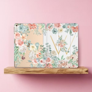 iPad met monogram aangepaste iPad Air roze bloemen 12,9 iPad Smart Case 10e generatie iPad cover iPad Case 9,7 2018 iPad 2020 Mini 5 2022 11 inch 6 4