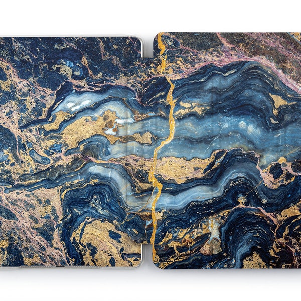 Colorful stone iPad case Mini 6 Gold blue marble Agate iPad 9.7 case iPad smart cover 10.9 10.2 A2602 2022 case 10.5 Pro iPad 2021 12.9 11 4