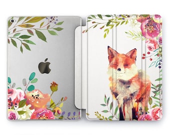 Watercolor fox iPad Air 2021 Cute flowers iPad Pro 10.5 case 4th gen iPad 12.9 9.7 inch iPad 2020 11 Pro smart cover 2022 5 Mini 10.9 10.2 6