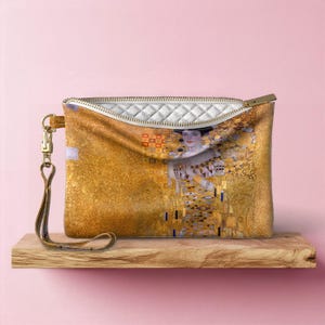 Bolsa de cosméticos Gustav Klimt Retrato de Adele Neceser con cremallera Neceser de maquillaje Monedero de pulsera Regalo de cosmetología Estampado de mujer Bolsas de maquillaje Lady
