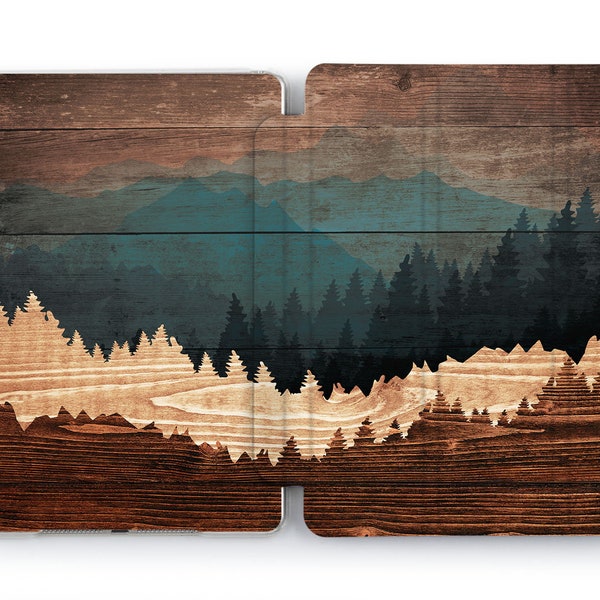 Wooden forest iPad Pro 11 case Mountain print iPad 9.7 case wood 12.9 Pro smart cover 2021 Mini 6 iPad Air 4 2020 10.9 10.2 inch 2022 nature