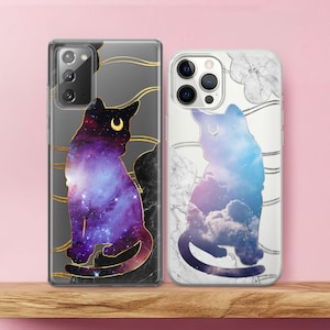 Custodia per iPhone Xs Max con motivo a gatti lunari, in marmo spaziale, per coppie, Xr, cellulare X 13, 11 Pro, custodia Max 8 plus, Sky SE 2a generazione, 3D, celeste per coppie 7 e 12