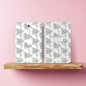 Botanical Composition Book case for Galaxy Tab S9 FE S10 Ultra Samsung S8 Plus S7 S6 Lite new B&W Floral Tablet Folio cover A9 A8 A7 13 inch