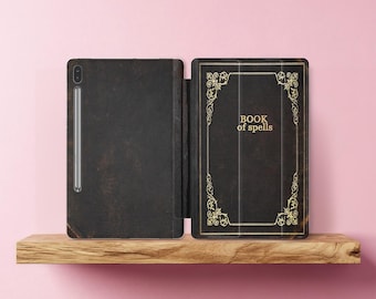 Book of spells fits Galaxy Tab A8 10.5 vintage book print tablet Samsung tab S7 case 11 inch S8 S2 9.7 cover 10.1 dark S6 lite stand A7 2022