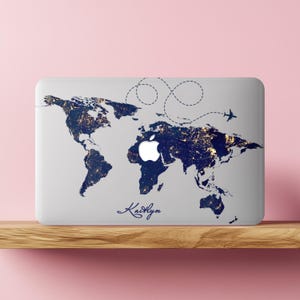 Coque MacBook Pro personnalisée carte du monde 16 14 pouces M3 M2 M1 Air personnalisée 15 13 12 11 2024 2021 2019 de protection Mac Book couverture rigide cadeau de voyage