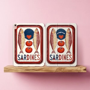 Vintage sardines iPad Case Pro 13 12,9 inch kustvolkkunst tablet Folio Air 11 5 4 ingeblikte vis patroon hoes mini 7 6 10,2 10,9" A16 9 gen
