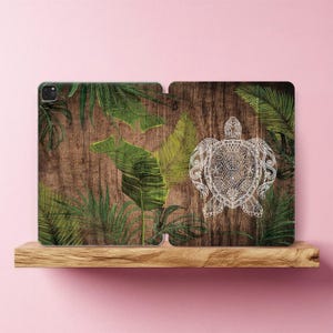 Wooden Turtle 2024 iPad Pro case Boho Nature themed 9.7 10.9" Air 11 13 inch 4 flip cover 5 Mini 12.9 A2925 2022 10.2 6 7th 8th 9th 10th gen
