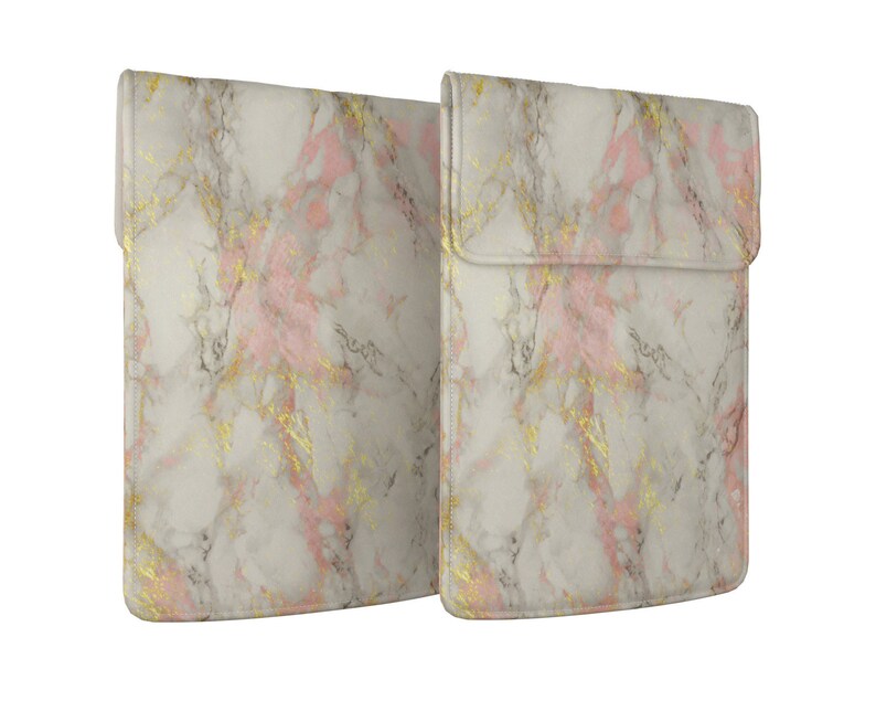 Cute marble Macbook sleeve bag Powder pink Stone tablet sleeve 13 in Macbook Air cover PU leather case Universal laptop bag Pro 2020 14 17