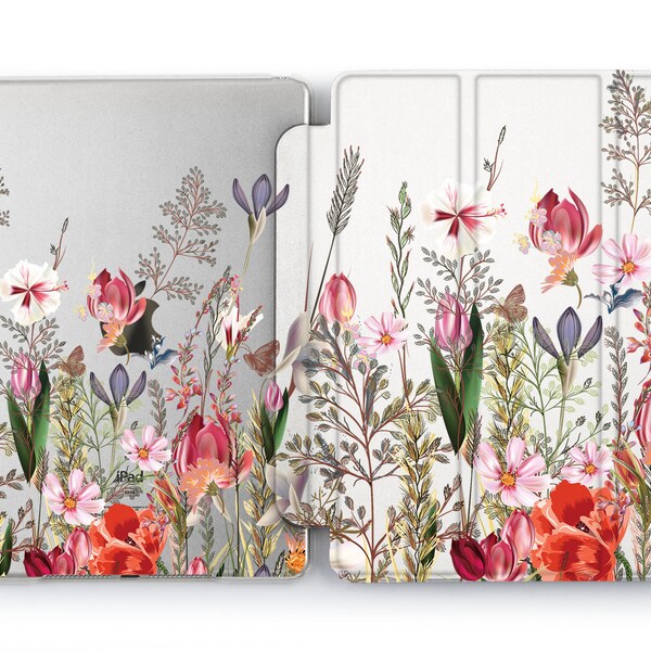 Meadow wild flowers 12.9 iPad cover iPad case floral 2018 iPad 9.7 case Mini iPad 6 2021 iPad 10.2 inch 10.9 iPad Air 2022 A2567 Pro 11 2020