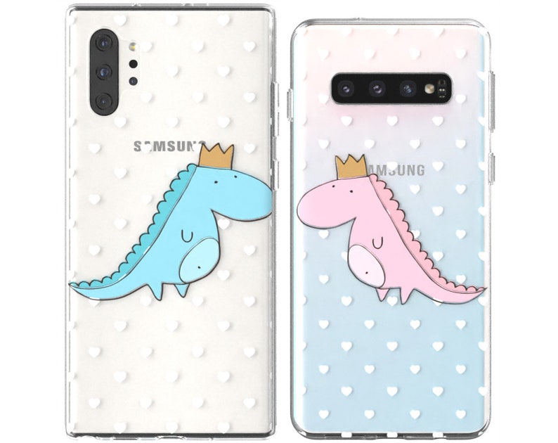 Dinosaurs in crown iphone 11 Pro Max Heart pattern 12 iphone X case Xs Max phone case iPhone 8 plus case Xr clear cover Cute couple cases 7